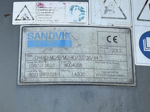 2012 Sandvik CH440 Cone Crusher - Ruffridge Johnson